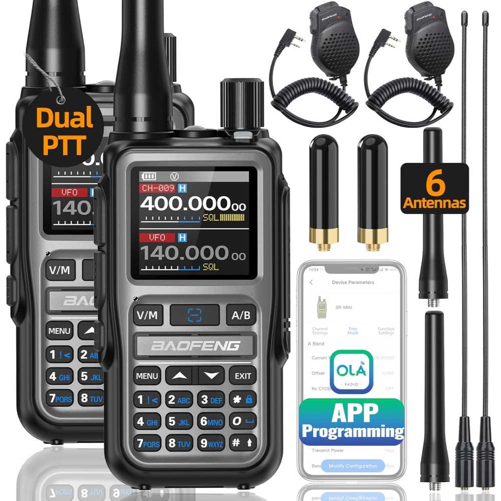2-Pack Baofeng UV-5R Mini Long-Range Ham Radio Kits w/ High-Gain Antennas