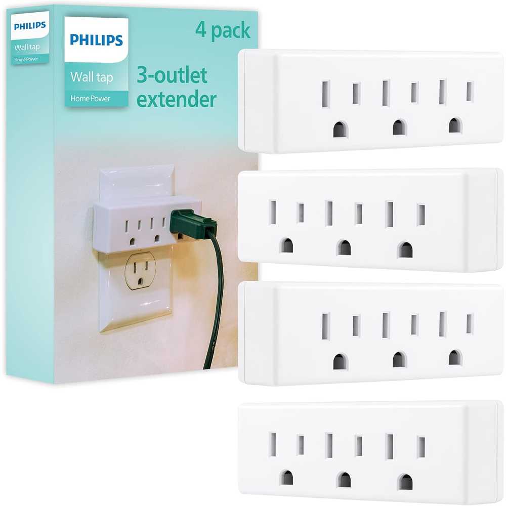 4-Pack Philips 3-Outlet Extender - $6.83 (was $9.99) Copy