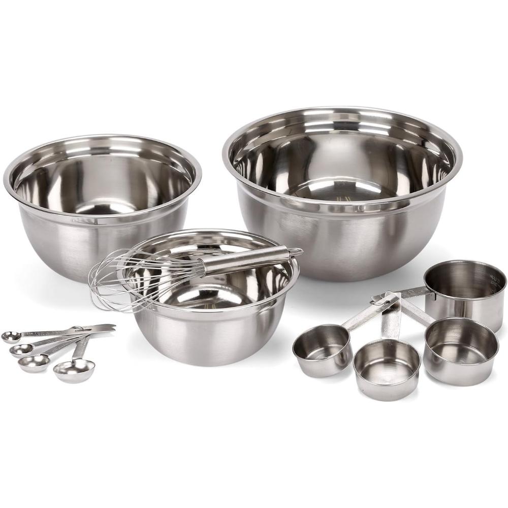 Estilo 12-Piece Stainless Steel Kitchen Set (Mixing Bowls, Whisk, Measuring Cups & Spoon)