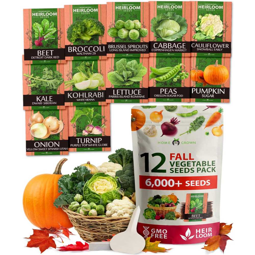 Home Grown 12-Variety 6000+ Fall or Winter Heirloom Non-GMO Vegetable Seeds