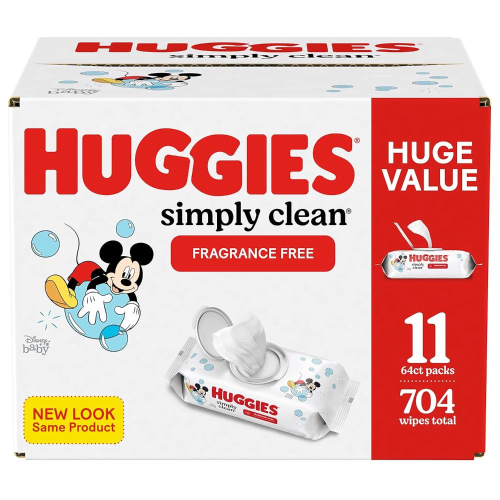 11-Pack Huggies Simply Clean Baby Wipes Flip Lid Packs