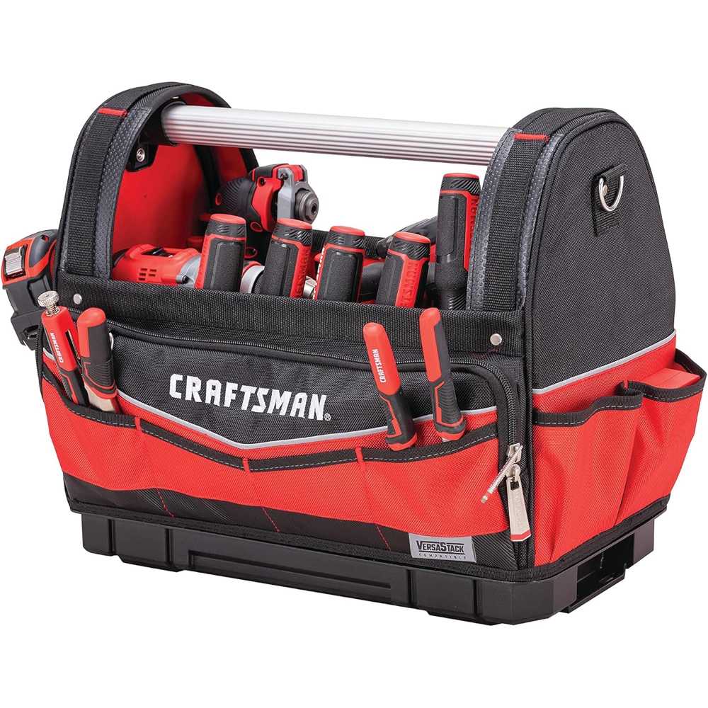 CRAFTSMAN VERSASTACK 32-Pocket 17" Heavy Duty Tool Bag w/ Waterproof Hard Bottom