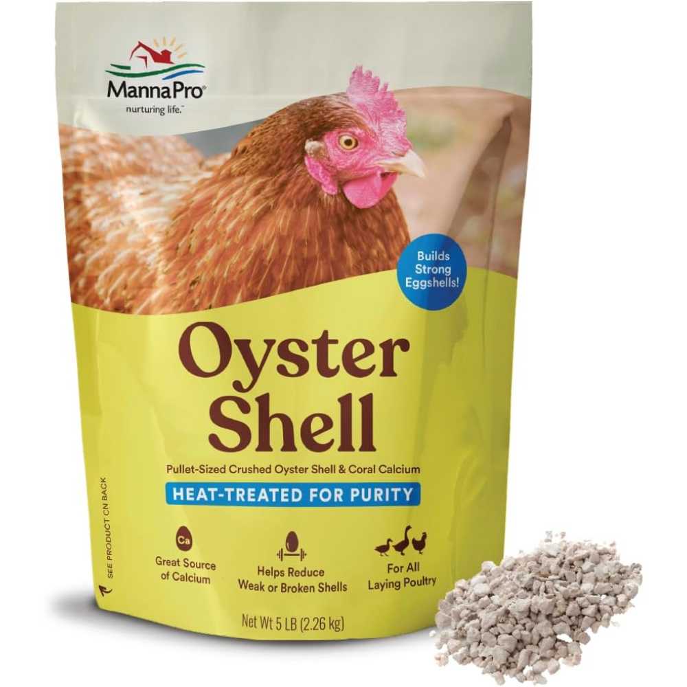 Manna Pro Crushed Oyster Shell Calcium Supplement For Laying Chickens, 5 lbs.