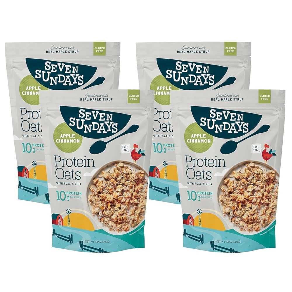 4-Pack Seven Sundays Protein Oats, 32 oz. (Apple Cinnamon)