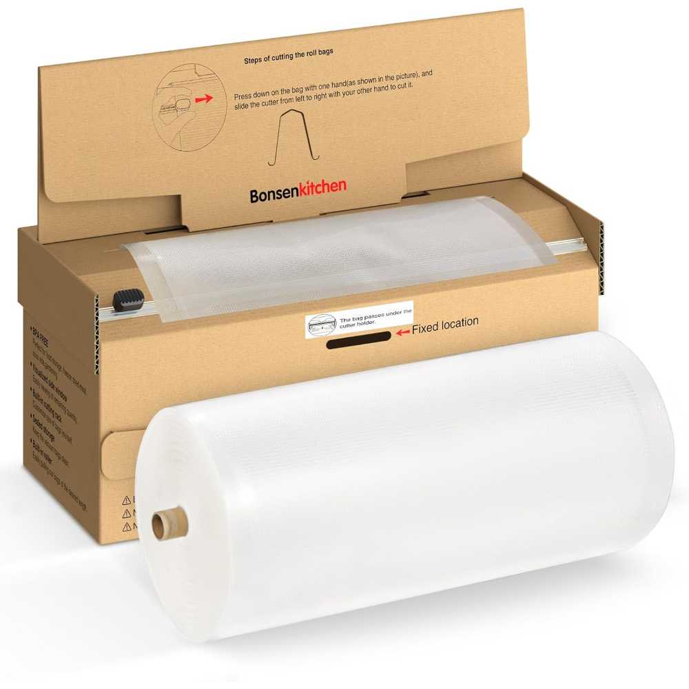 Bonsenkitchen Vacuum Sealer Roll w/ Cutter (8" x 150')