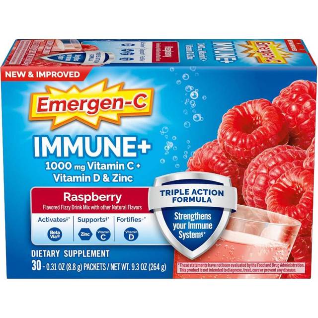 30-Pack Emergen-C Immune+ Triple Action Immune Support Drink Powder (Rapsberry)