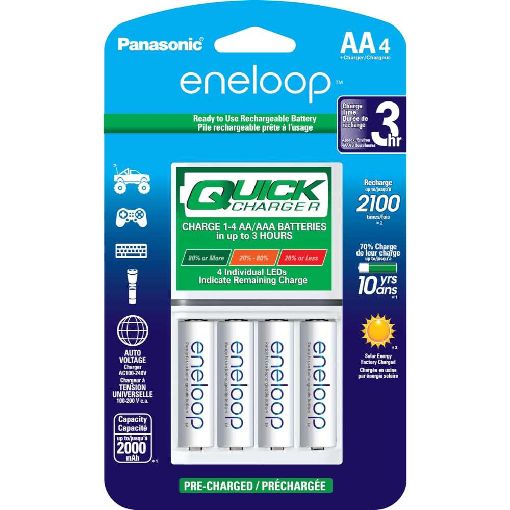 Panasonic Eneloop Advanced Battery Quick Charger w/ 4x AA Rechargeable Batteries