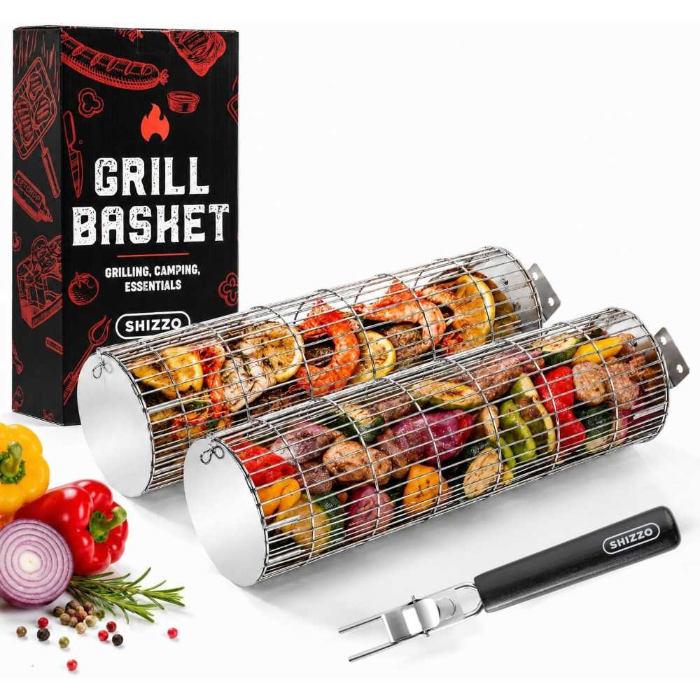 2-Pack Shizzo Stainless Steel Grill Basket