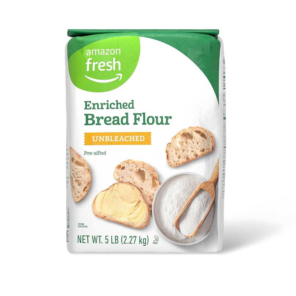 Amazon Fresh Unbleached Enriched Bread Flour, 5 lb.