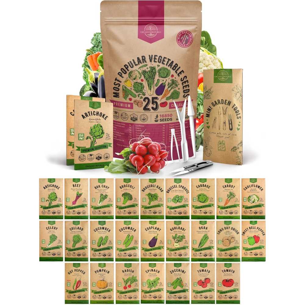 Organo Republic 25-Variety 16,850+ Heirloom Vegetable Seeds