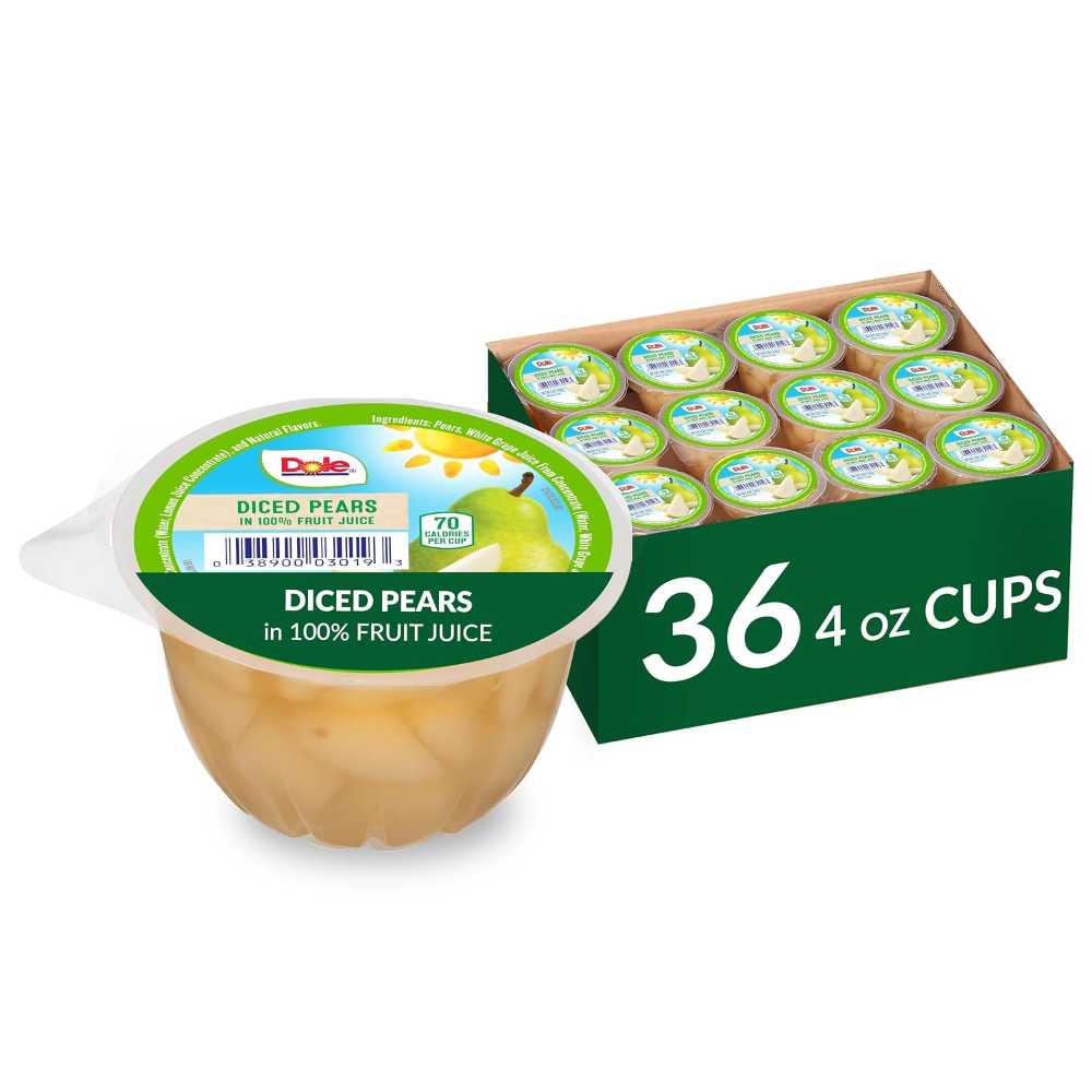 36-Pack Dole Diced Pears in 100% Juice, 4 oz.