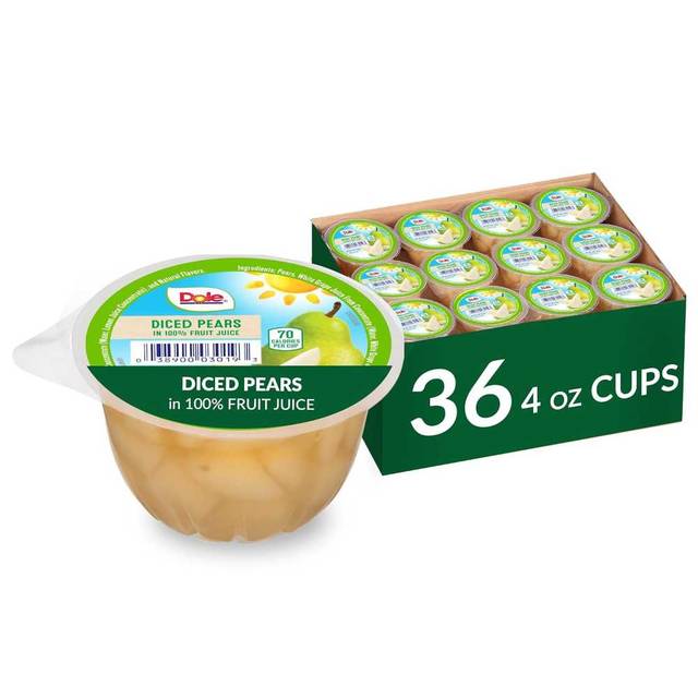 36-Pack Dole Diced Pears in 100% Juice, 4 oz.