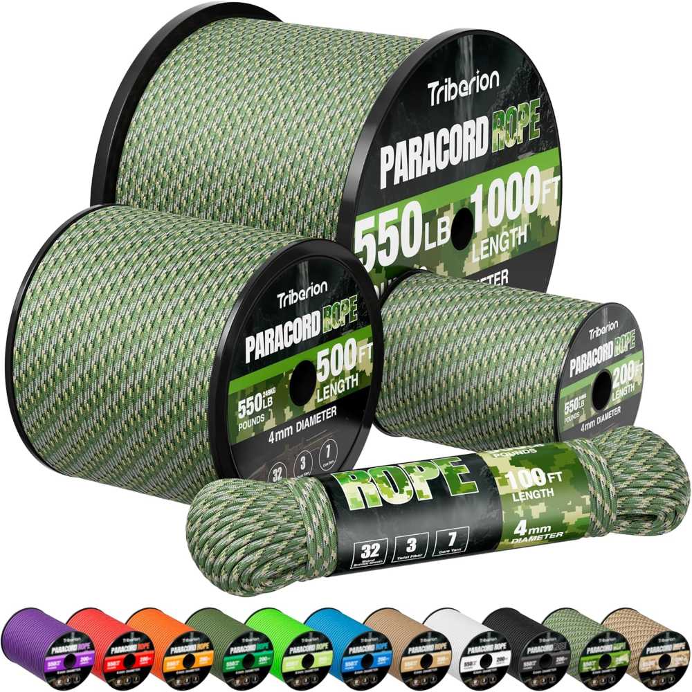 Triberion 100' 550 lb. Paracord (Camo Green)
