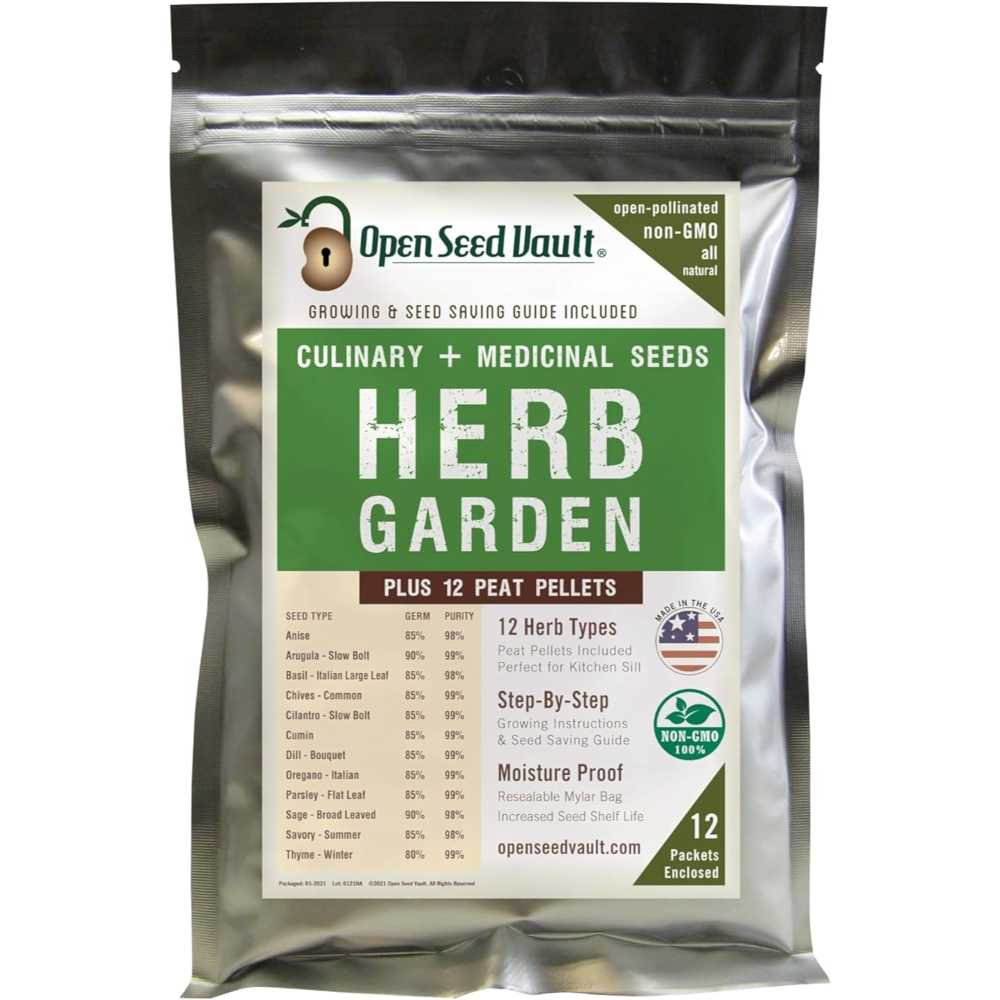 Open Seed Vault 12-Variety 4,000 Herb Garden Seeds