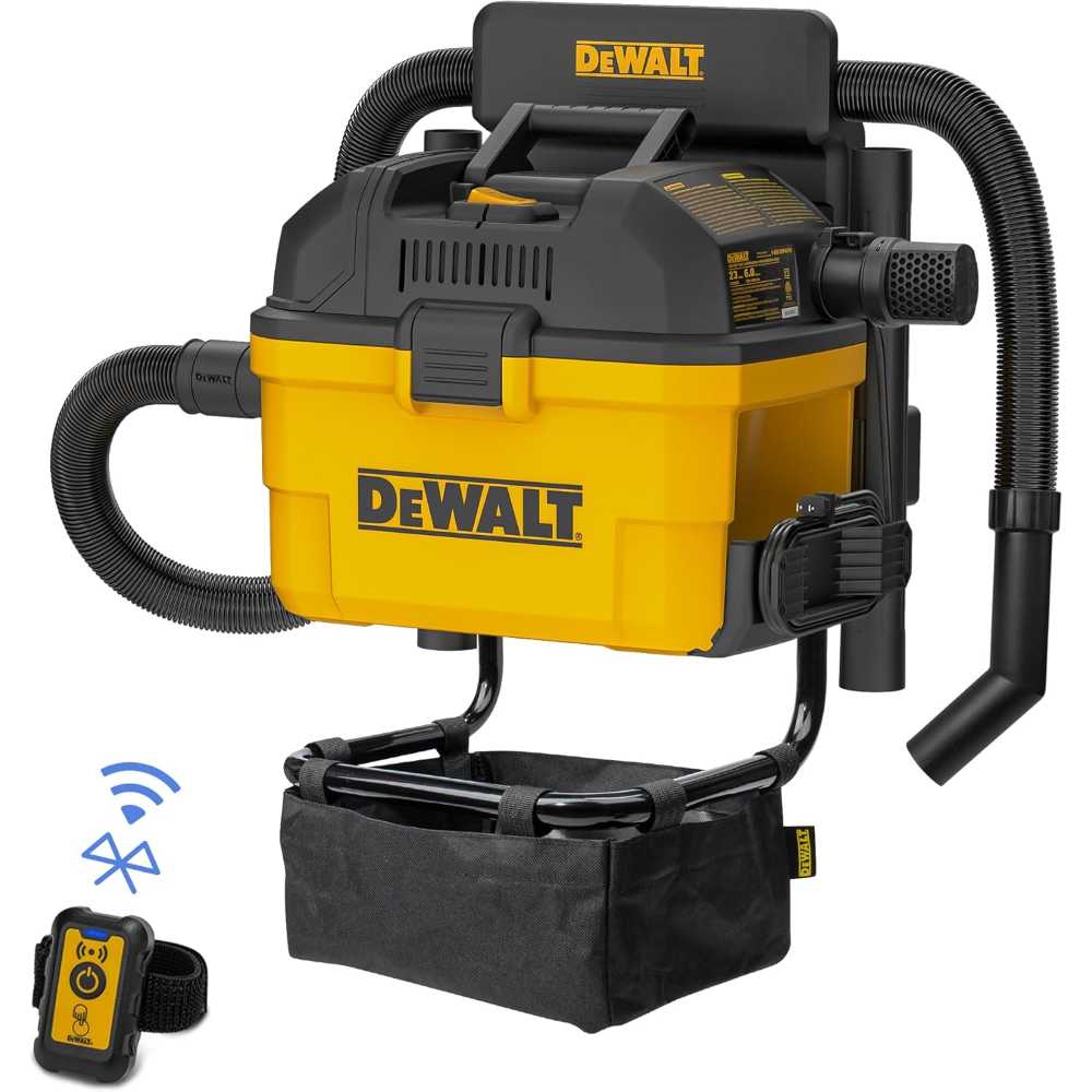 DEWALT Portable 6 gal. 5HP Wall-Mounted Wet/Dry Vacuum w/ Remote Control Wristband