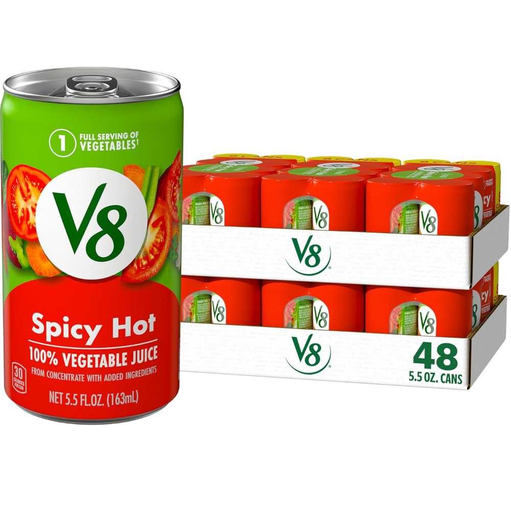 48-Pack V8 Spicy Hot 100% Vegetable Juice, 5.5 oz.