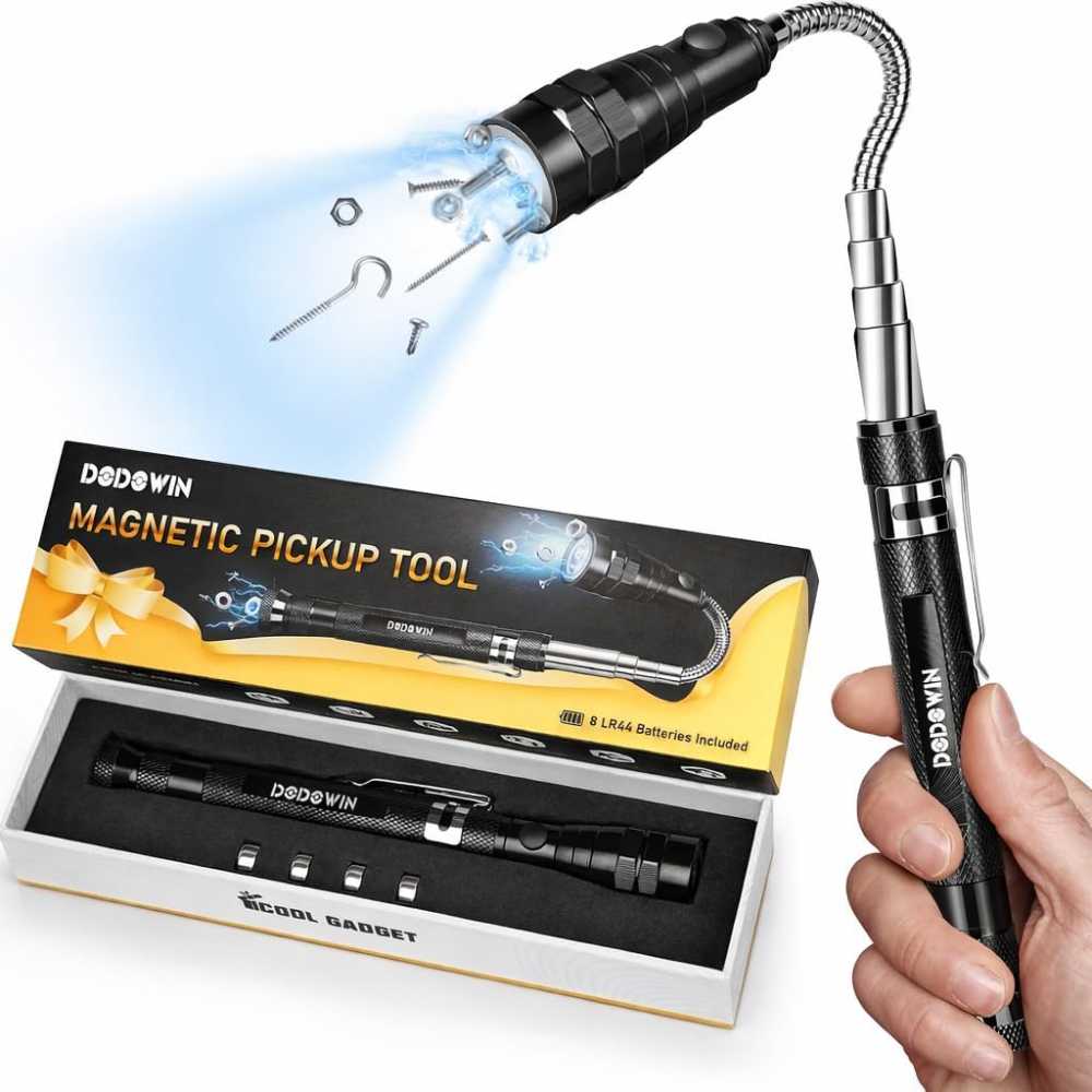 Dodowin 22.3" Telescoping Magnetic Pickup Tool w/ LED Light
