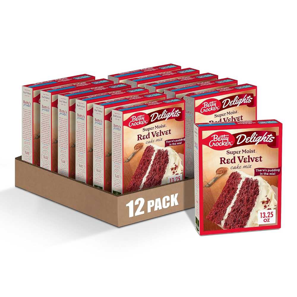 12-Pack Betty Crocker Delights Super Moist Red Velvet Cake Mix, 13.25 oz.