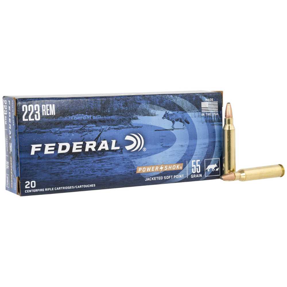200-Rounds Federal Power-Shok Jacketed Soft Point .223 Remington 55 gr. (49 CPR)