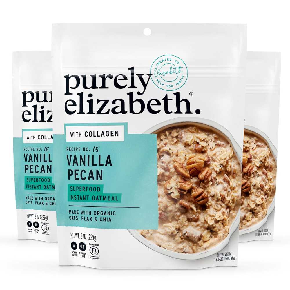 3-Pack Purely Elizabeth Vanilla Pecan Collagen Oatmeal, 8 oz.