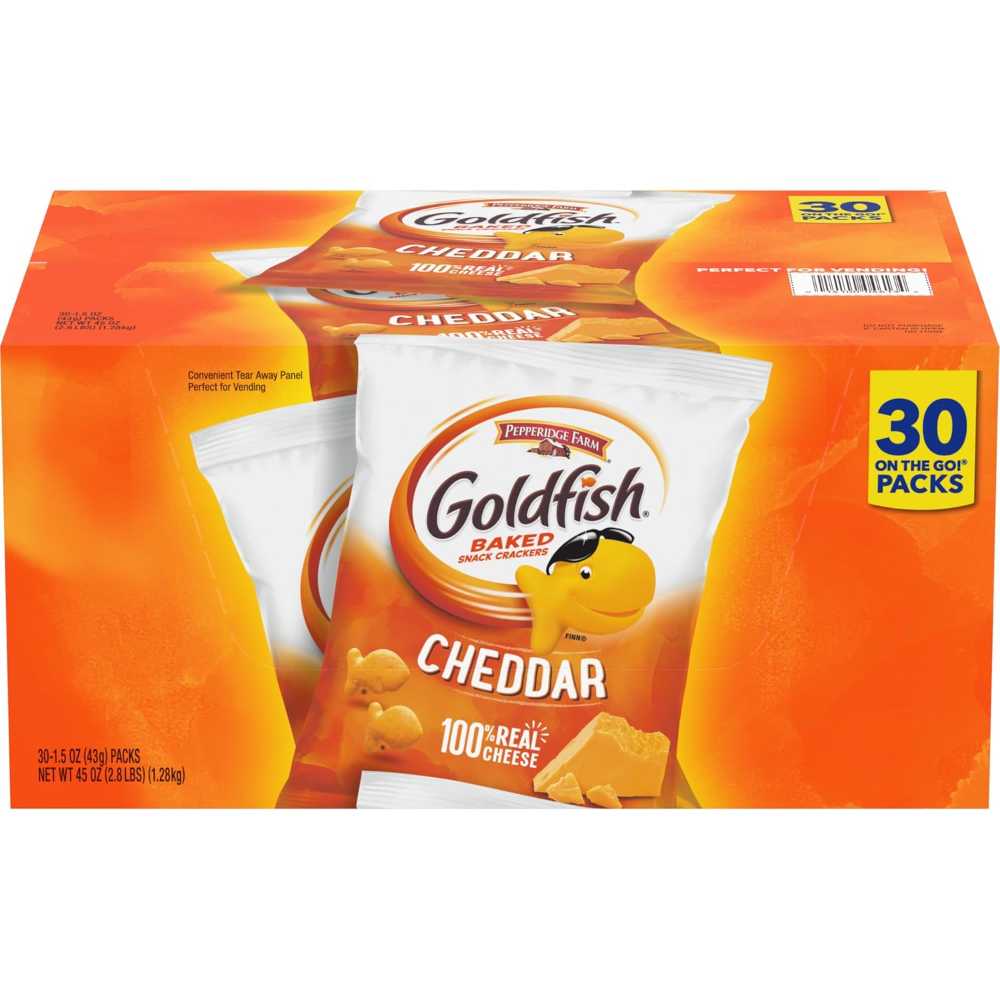 30-Pack Goldfish Cheddar Crackers, 1.5 oz. Snack Packs