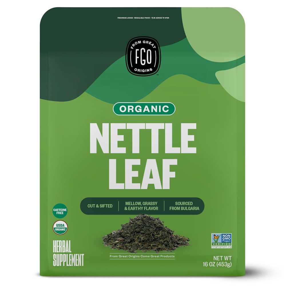 FGO Organic Nettle Leaf Loose Tea Bulk Pouch, 16 oz.