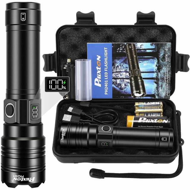 Phixton 10,000-Lumen Dual-Fuel USB-C Rechargeable Flashlight w/ Hard Case