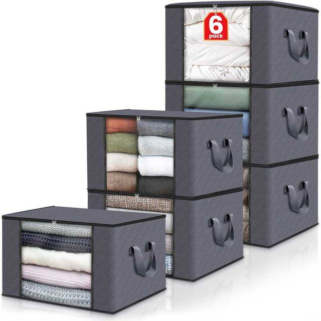 6-Pack Fab Totes 60L Zipper Storage Bags