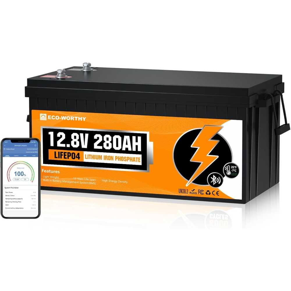 Eco-Worthy 12V 280Ah Smart LiFePO4 Battery w/ Bluetooth