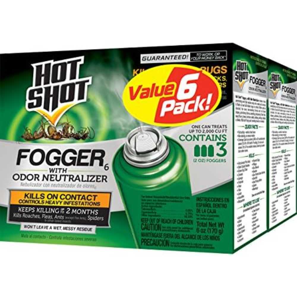 6-Pack Hot Shot Fogger w/ Odor Neutralizer for Roaches, Ants, Spiders & Fleas, 2 oz.