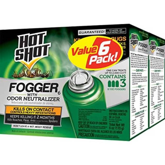 6-Pack Hot Shot Fogger w/ Odor Neutralizer for Roaches, Ants, Spiders & Fleas, 2 oz.