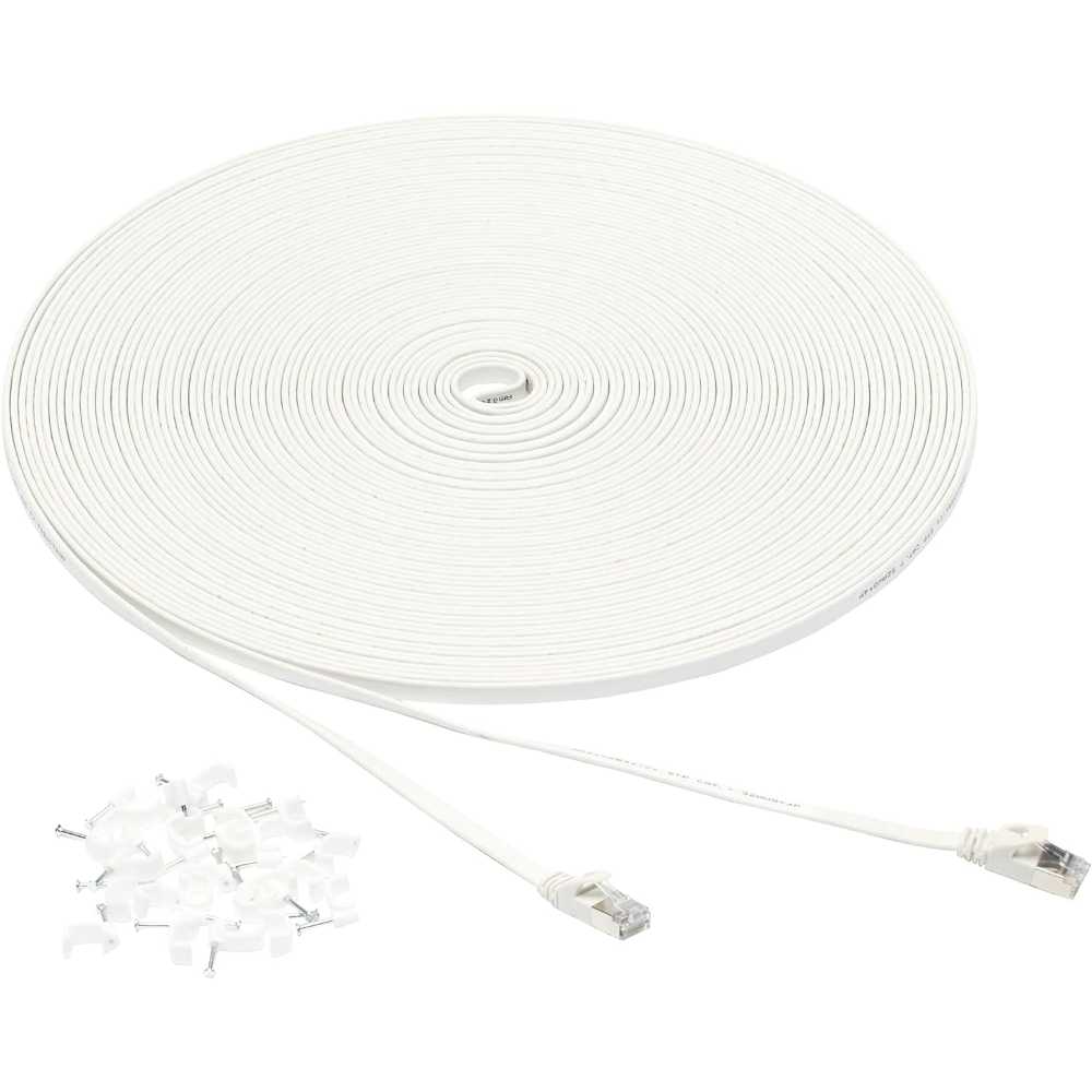 Amazon Basics 100' RJ45 Cat 7 Ethernet Patch Cable + 25x Nails