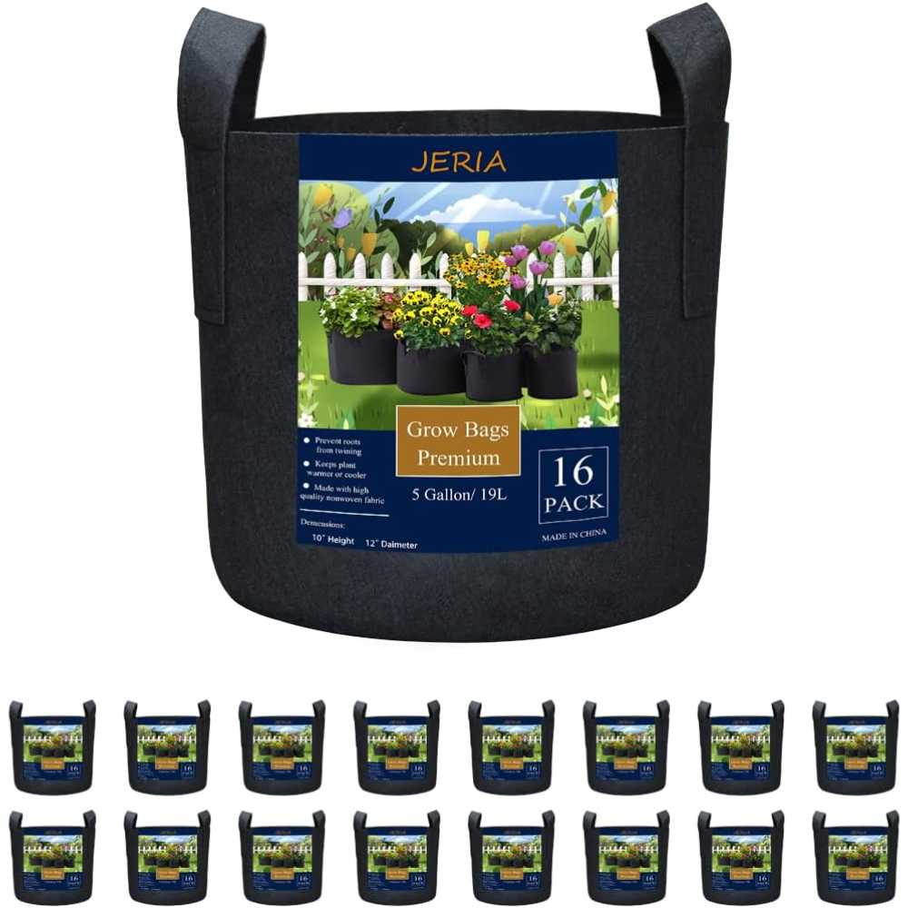 16-Pack Jeria 5-Gallon Fabric Grow Bags