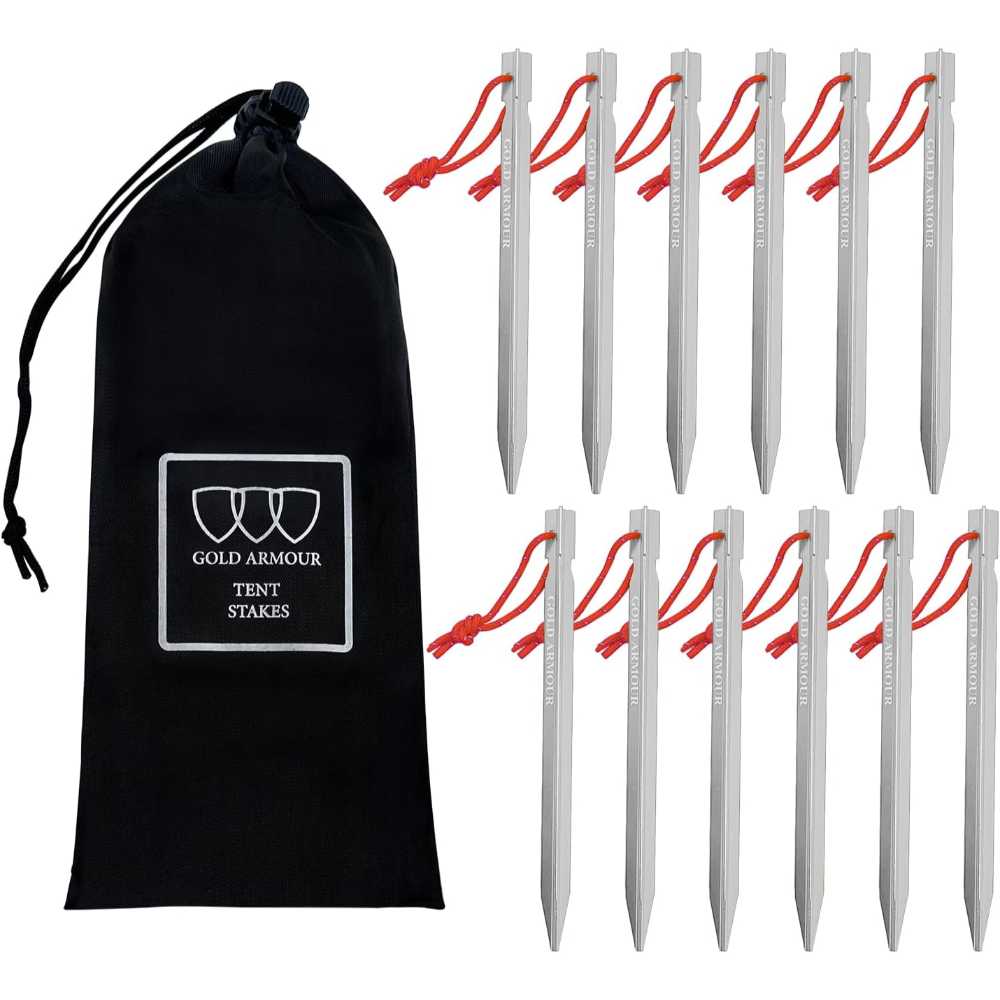 12-Pack Gold Armour Heavy Duty Aluminum Tent Stakes