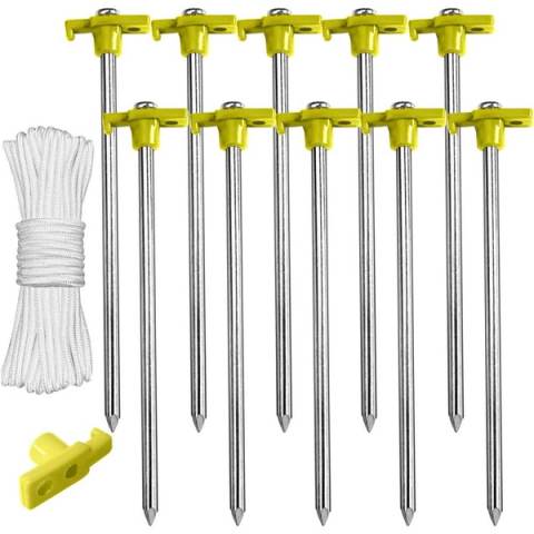 10-Pack ABCCANOPY Heavy Duty 8" Tent Stakes + Tent Ropes