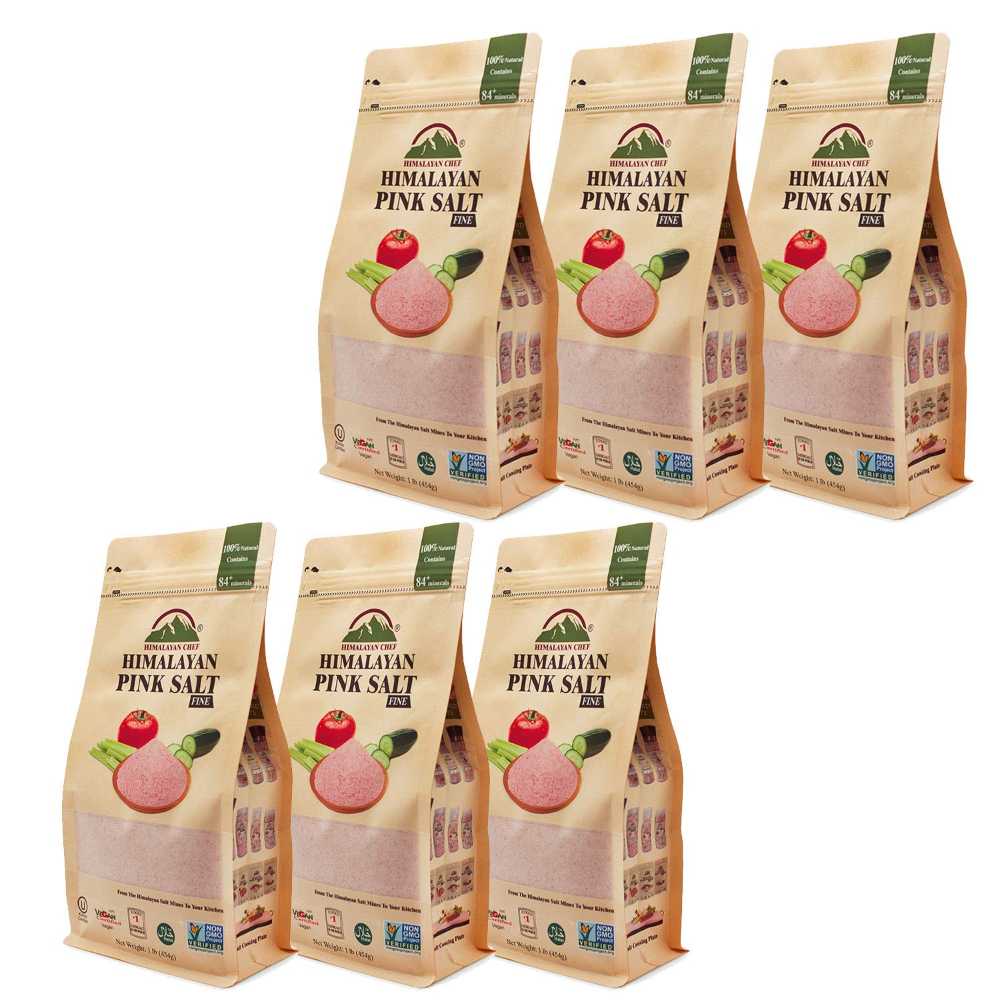 6-Pack Himalayan Chef Himalayan Pink Salt, 1 lb. (Fine Grain)