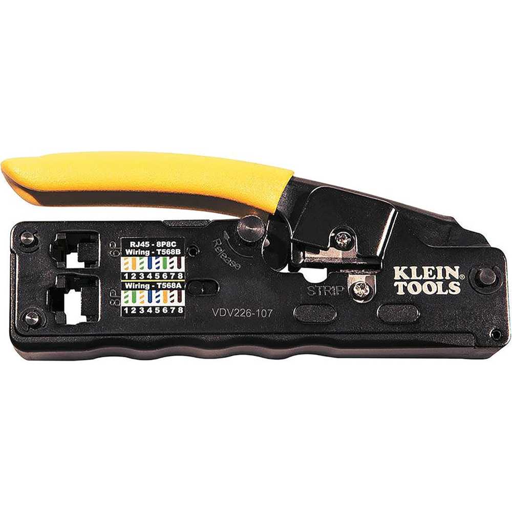 Klein Tools Ratcheting Modular Data Cable Crimper/Stripper/Cutter