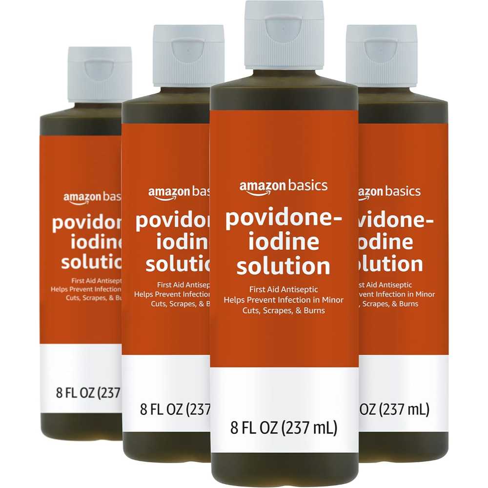 4-Pack Amazon Basics 10% Povidone Iodine First Aid Antiseptic, 8 oz.
