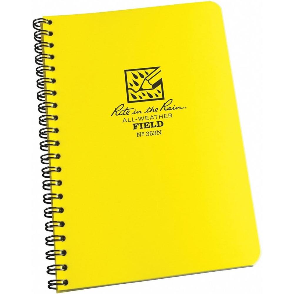 Rite in the Rain Weatherproof Notebook, 4 5/8" x 7" (Yellow, Field Pattern)