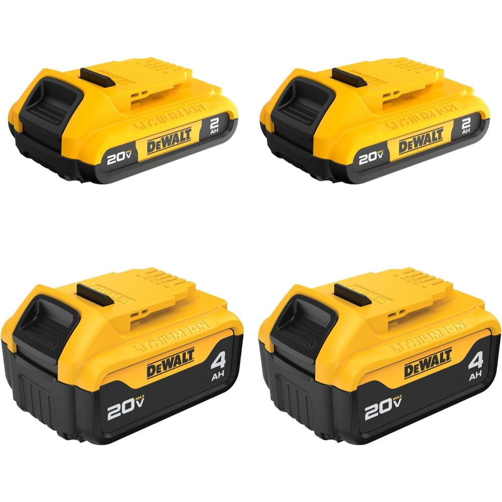 4-Pack DEWALT 20V MAX Lithium Ion Battery (2x 4Ah + 2x 2Ah)