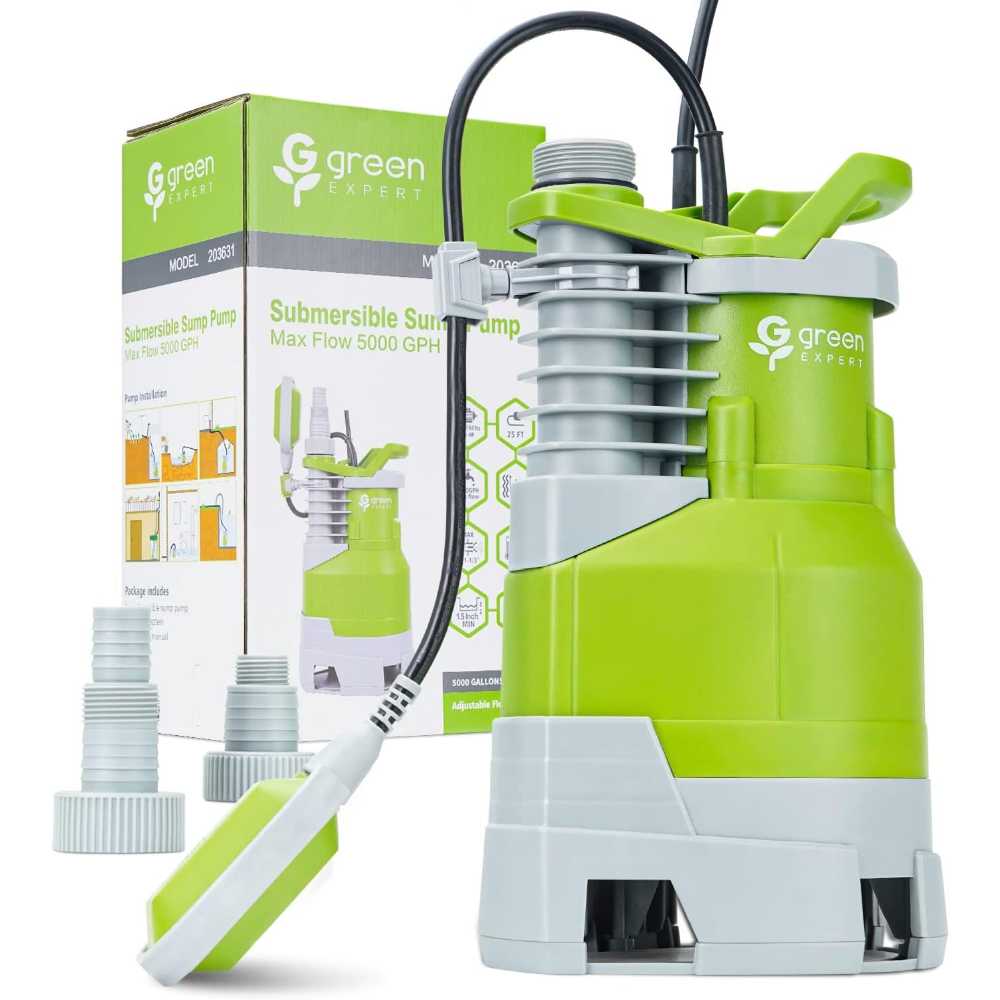 Green Expert 1.5HP 5000GPH High-Flow Submersible Sump Pump