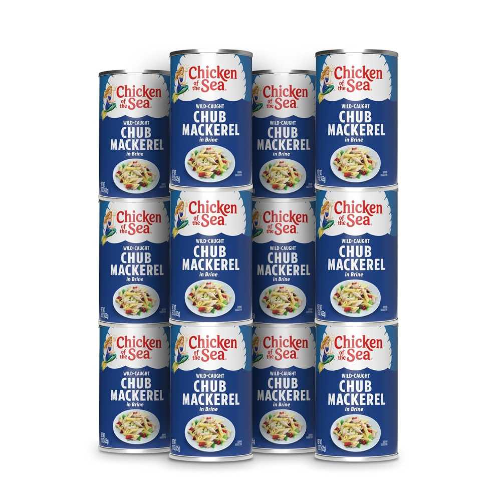 12-Pack Chicken of the Sea Wild Caught Chub Mackerel, 15 oz.