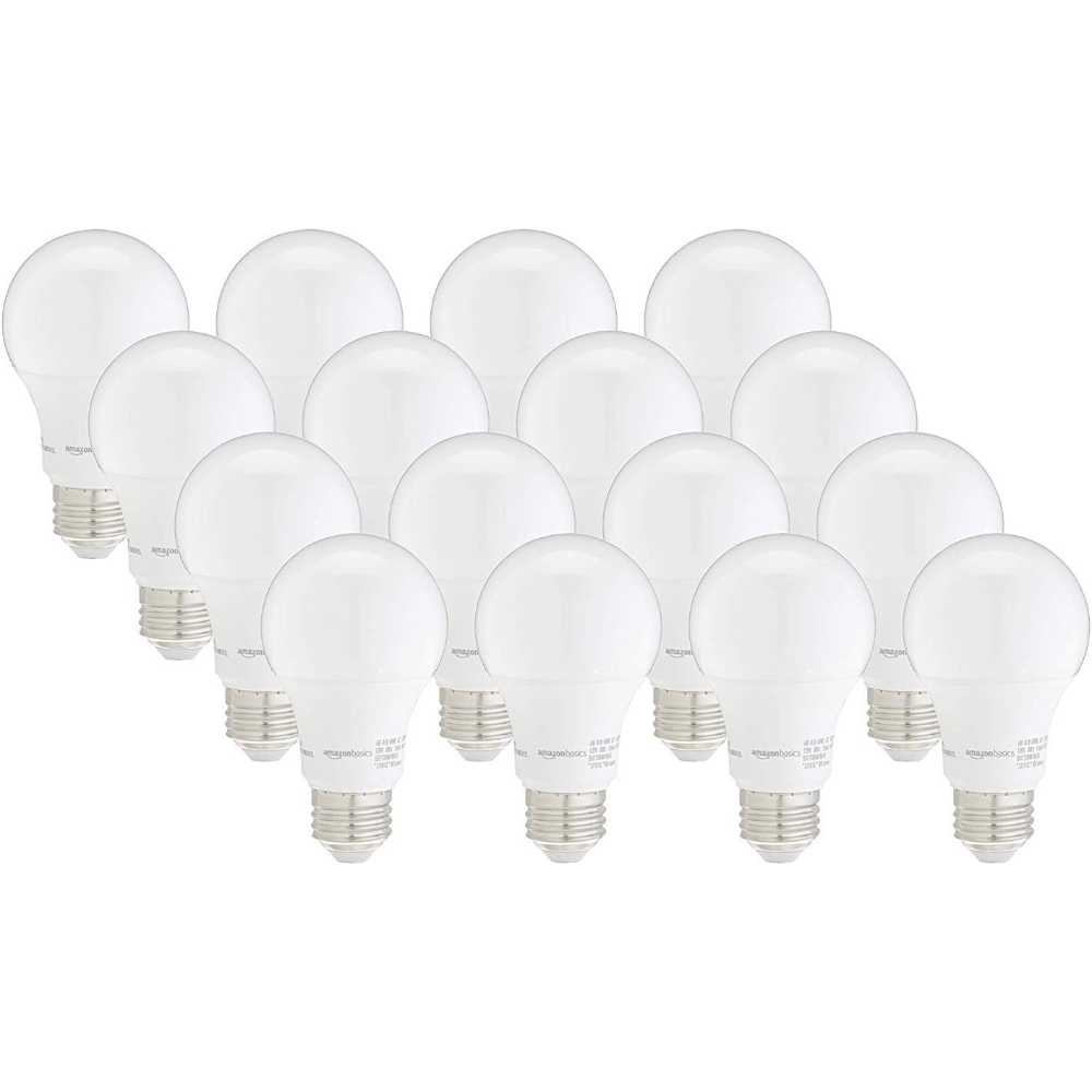 16-Pack Amazon Basics Dimmable A19 9W LED Light Bulbs (800 Lumens, 2700K)
