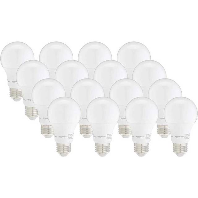 16-Pack Amazon Basics Dimmable A19 9W LED Light Bulbs (800 Lumens, 2700K)