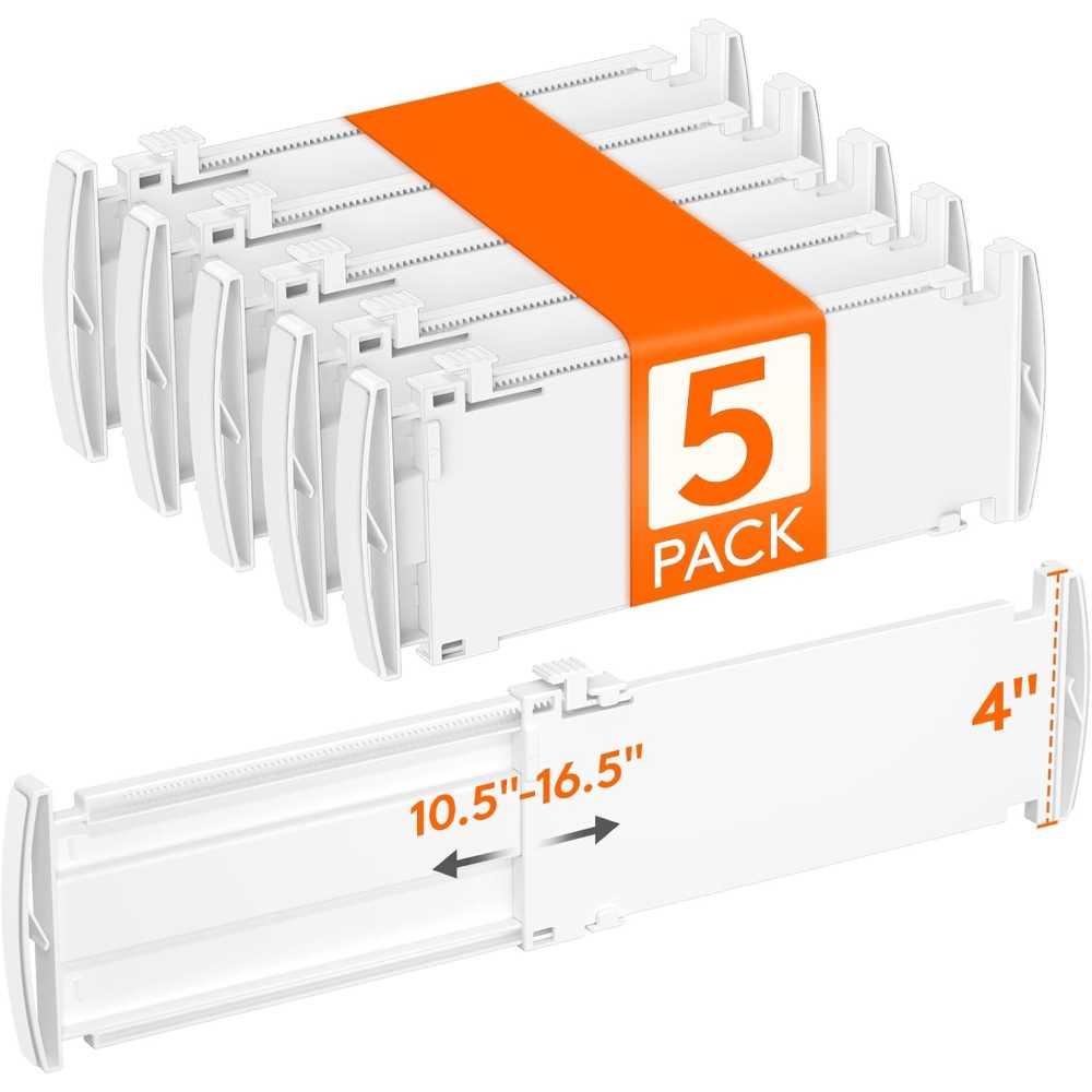 5-Pack Lifewit 4" Expandable Drawer Dividers