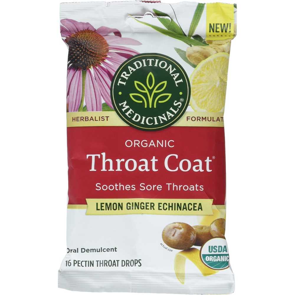 192-Pack Traditional Medicinals Throat Coat Organic Lemon Ginger Echinacea Lozenges