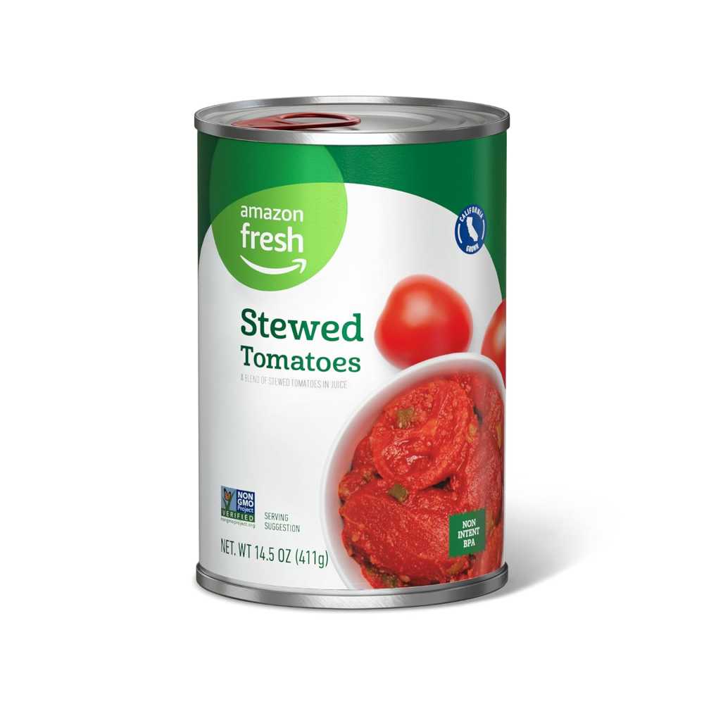 Amazon Fresh Stewed Canned Tomatoes, 14.5 oz.