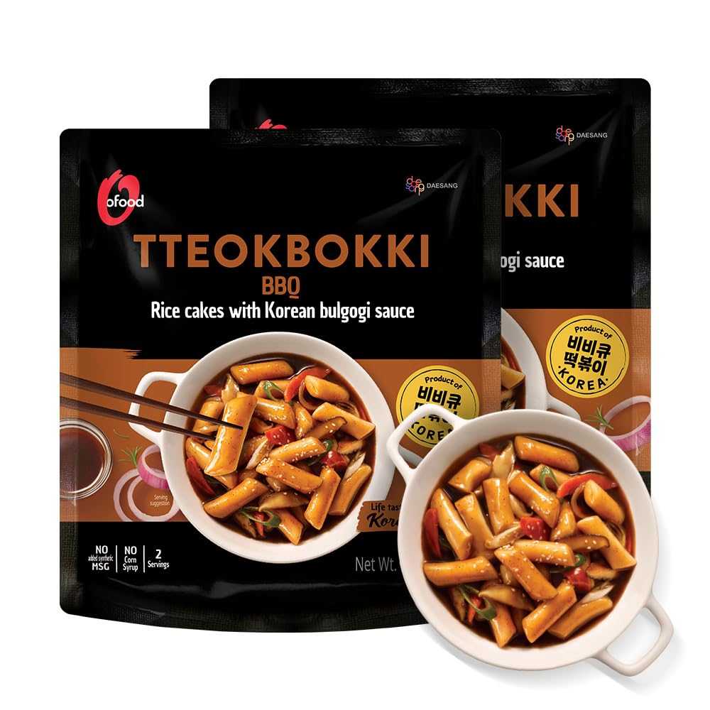 2-Pack O'Food Tteokbokki Korean Rice Cakes, 9.1 oz. (BBQ)
