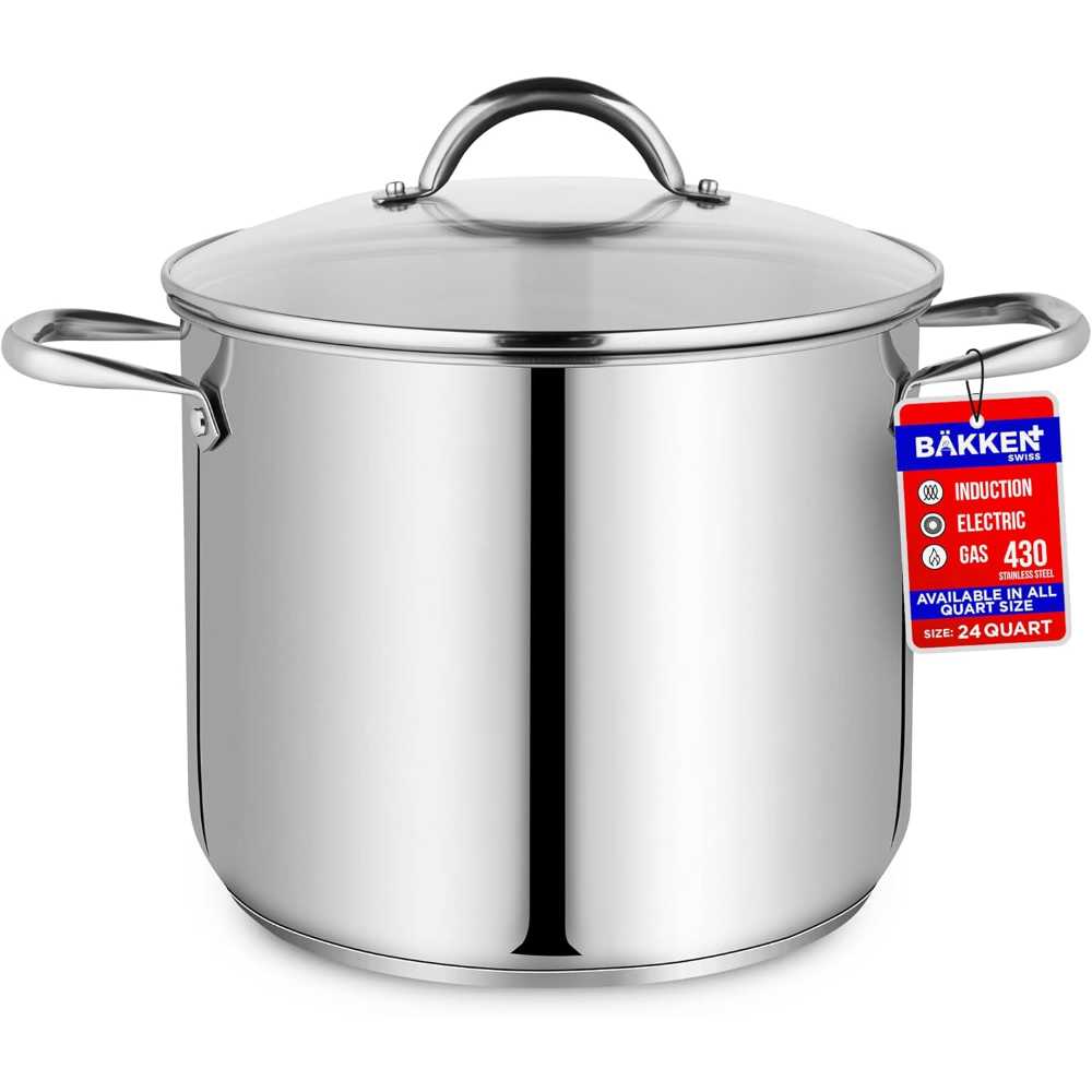 Bakken-Swiss 24 qt. Stainless Steel Stockpot w/ Tempered Glass Lid