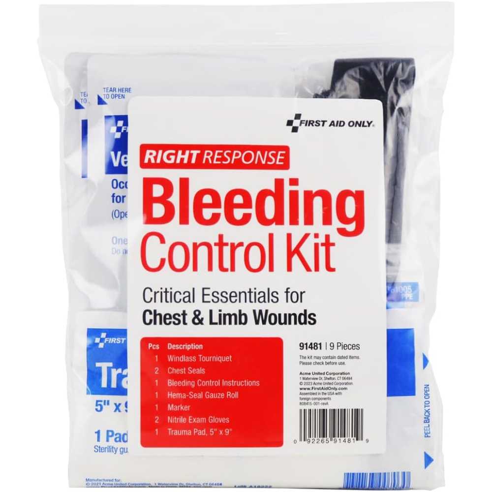 First Aid Only Bleeding Control Kit for Chest & Limb Wounds